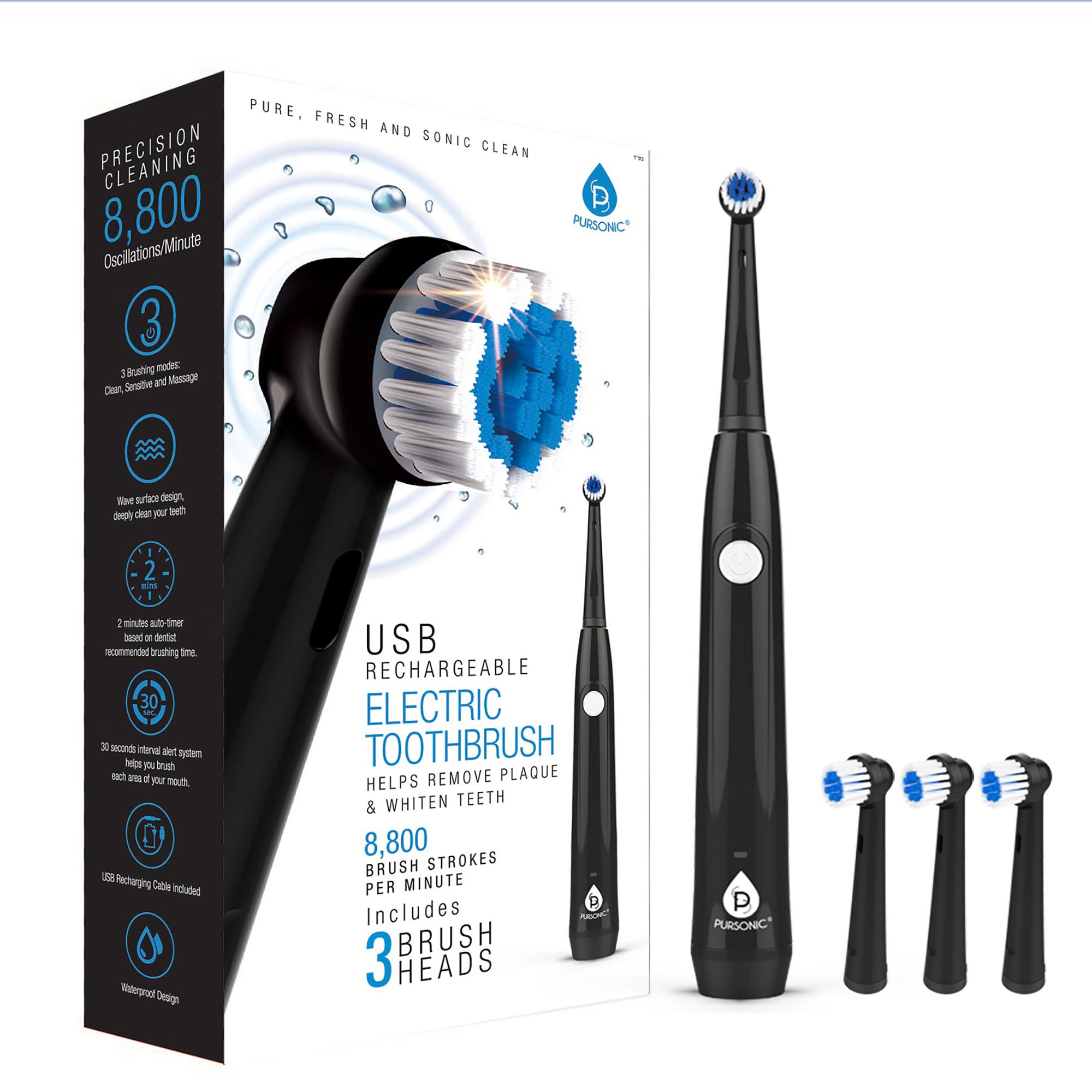 USB Rechargeable Rotary Toothbrush - Black