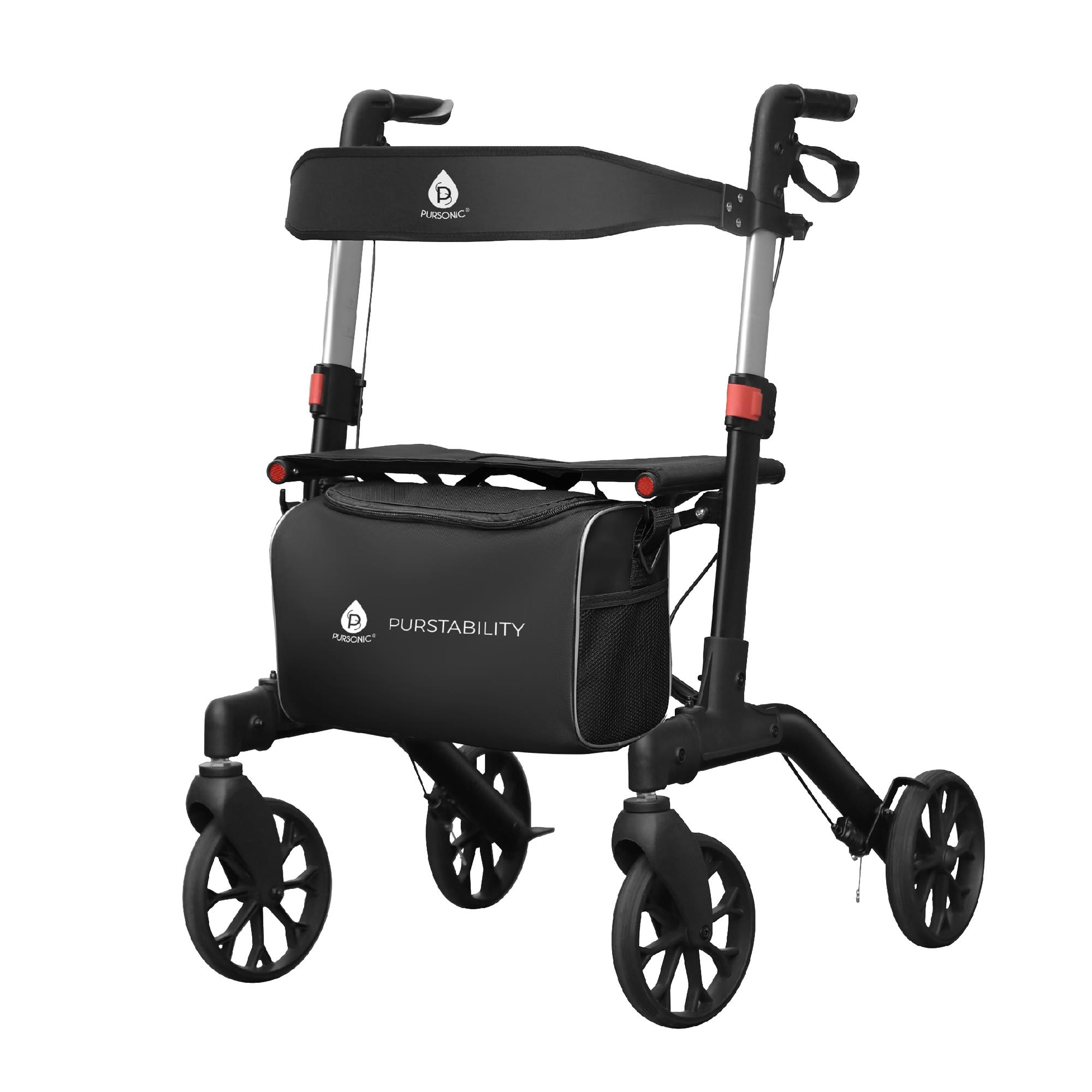 Foldable Wheeled Walker with Backrest and Bag