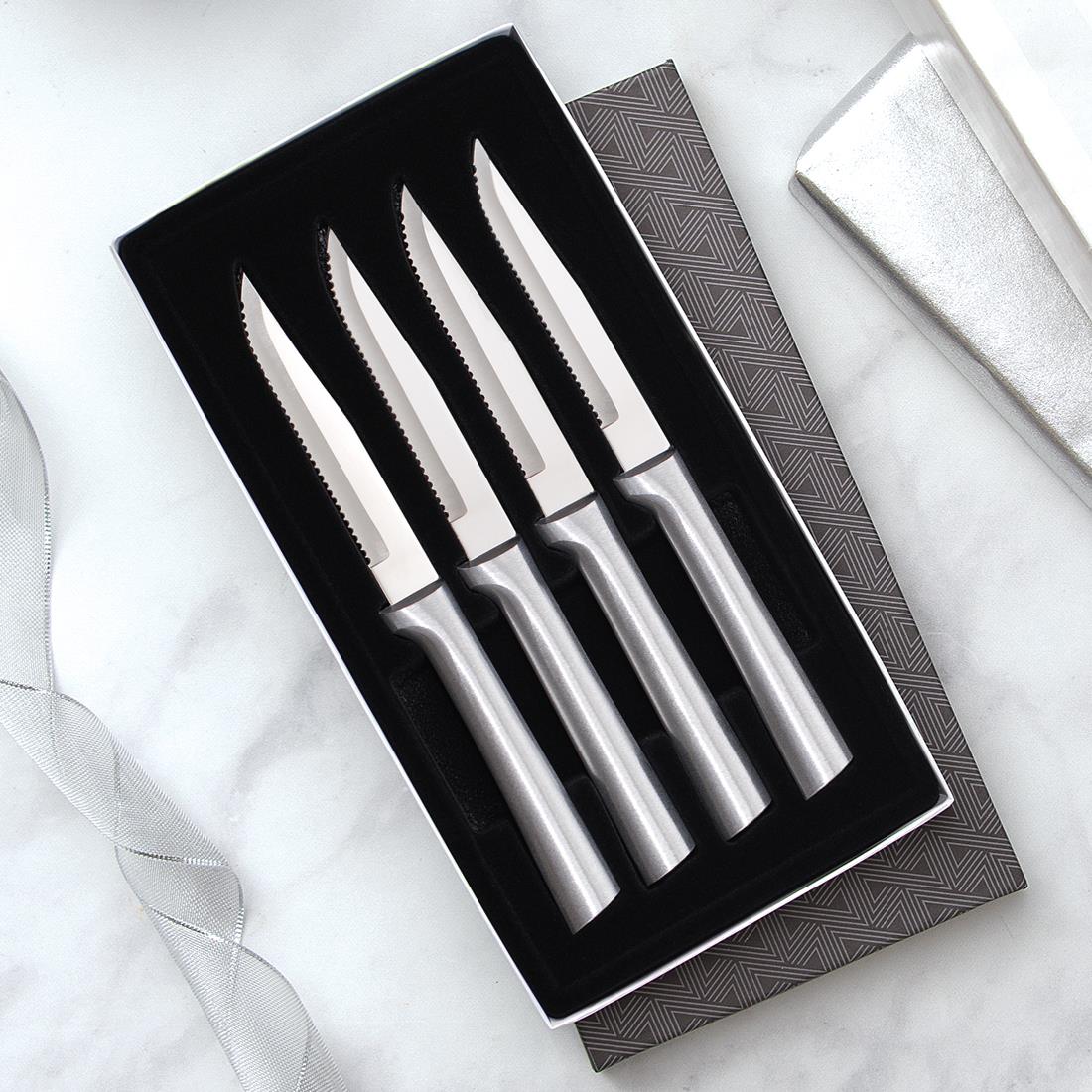 Serrated Steak Knives Set (4) - Aluminum Handle