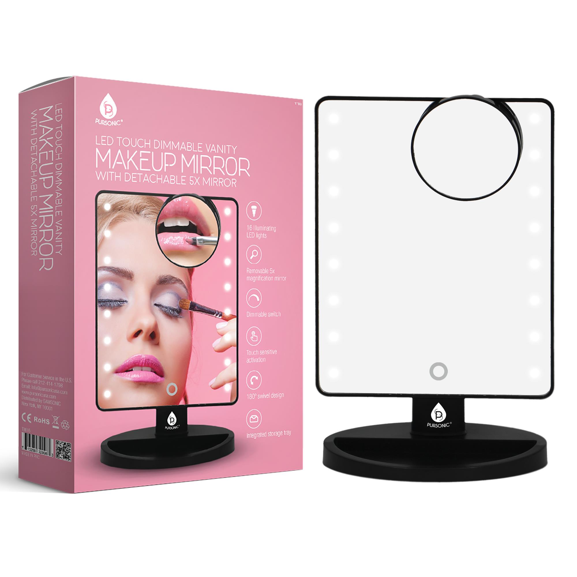 LED Lighted Vanity Makeup Mirror - Black