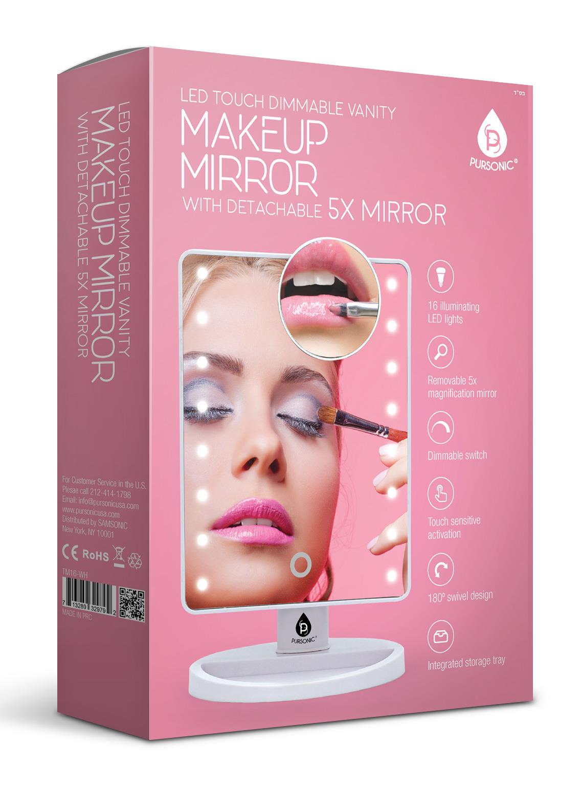 LED Lighted Vanity Makeup Mirror - White