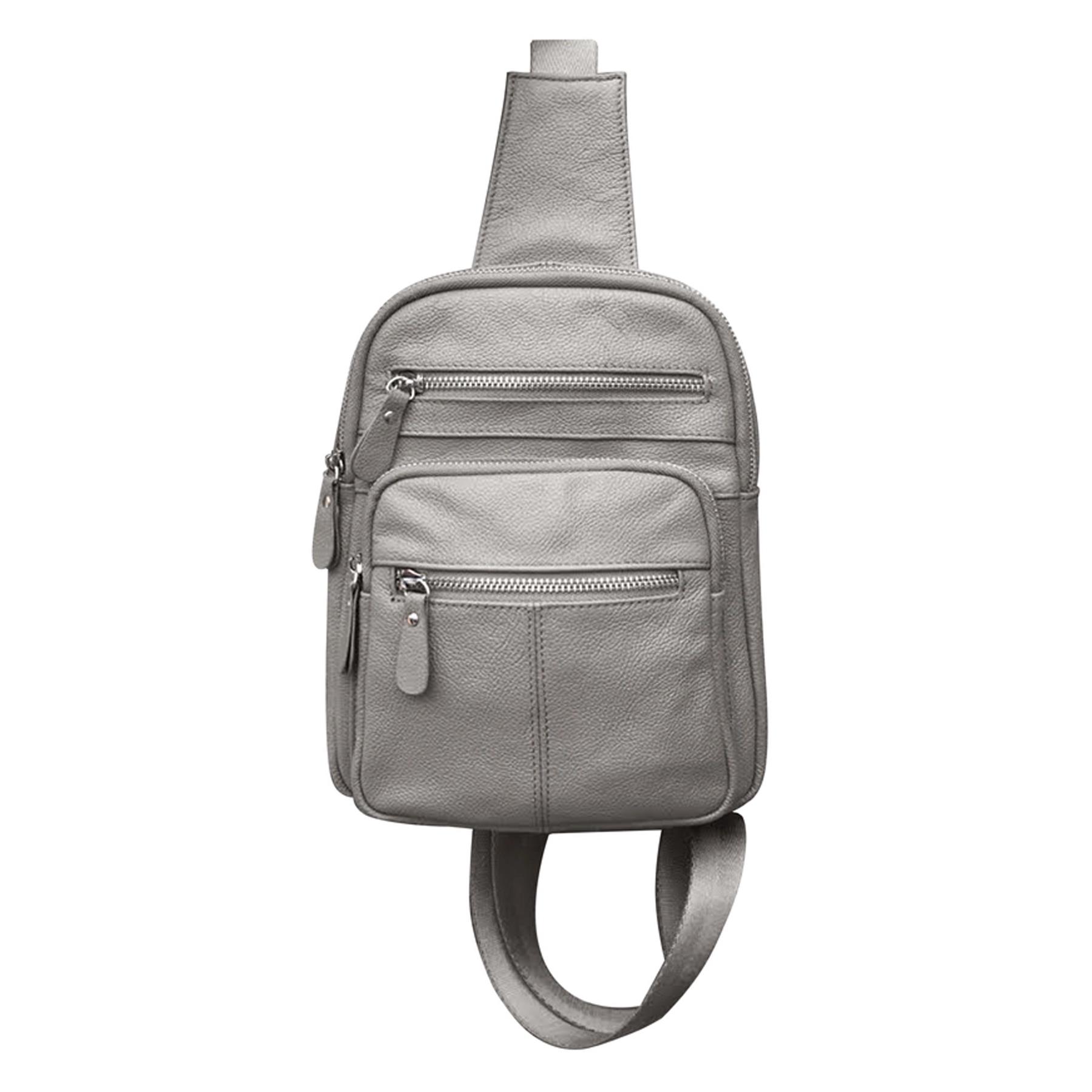 Modern Leather Sling Bag Gray
