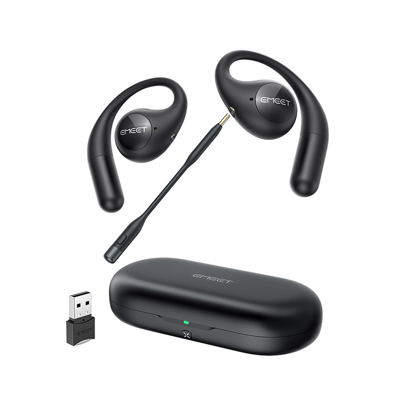 EMEET AirFlow Open-Ear Bluetooth Wireless Headphones with Detachable Mic Boom