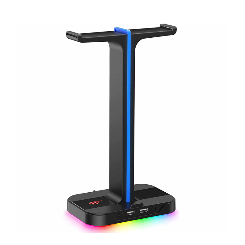 Havit RGB Dual Balance Headphone Holder Stand with 2 USB Ports