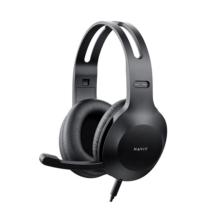 Havit H220D Wired 3.5mm jack Adjustable Music Headphone with Microphone_Black