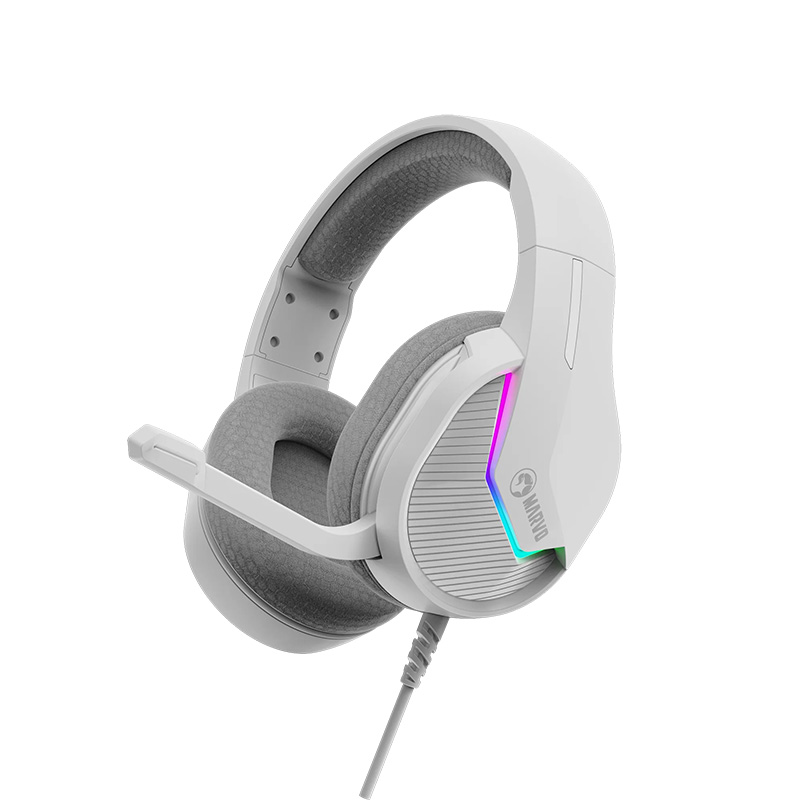 Marvo Tactic 40 H8618 USB2.0 Wired Over-Ear RGB Backlight Gaming Headset with Microphone_White