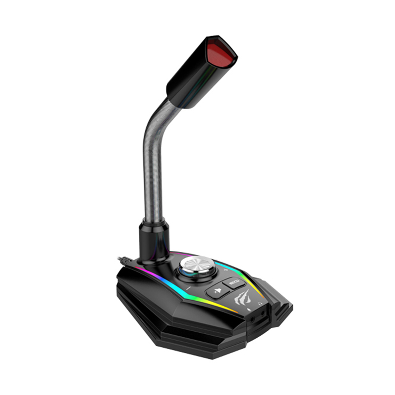 Havit GK56 Omnidirectional adjustable USB microphone for computer with LED light for gaming chatting_Black