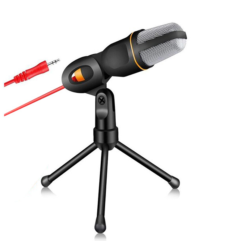 Multimedia Studio 3.5mm Condenser Wired Computer Microphone Mic + Tripod Stand_Black