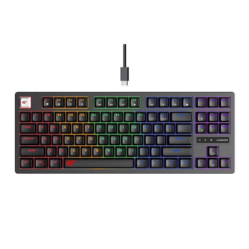 Havit KB892L RGB Wired Mechanical 87-Keys Blue Switch, 19 Lighting Effects Dynamic Backlight Gaming Keyboard
