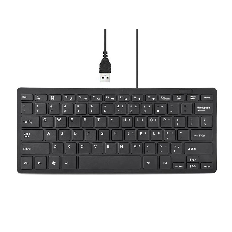 Universal wired USB 78-Key Ultra-thin Chocolate Mini Keyboard Portable For Desktop Computer Laptop PC_Black