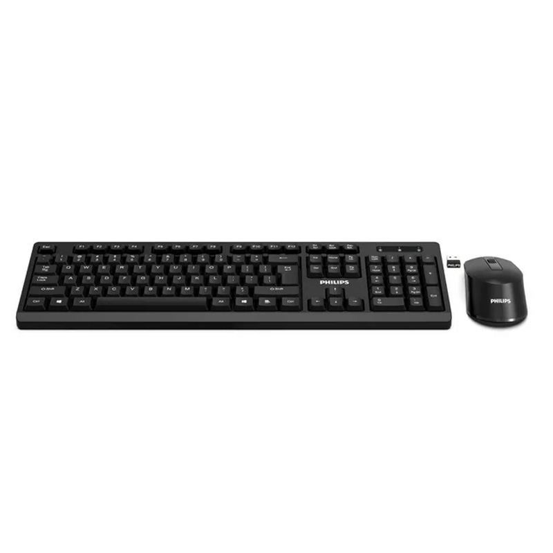 Philips SPT6354 2.4GHz Drop-Free Connection Wireless Keyboard and Mouse Combo, Silent Keyboard & Ambidextrous Mouse