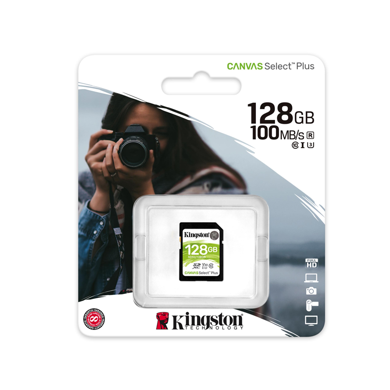 Kingston SDS2 SDXC Canvas Select Plus 100R C10 UHS-I U3 V30 Option Option 64GB,128GB