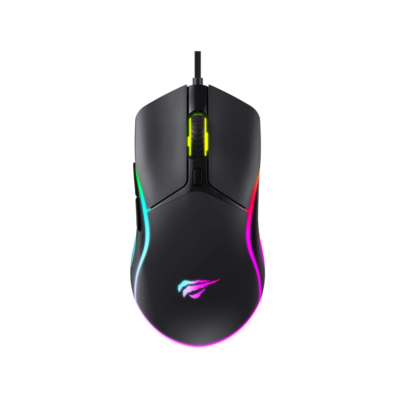 Havit MS1029 Wired USB Colorful RGB Lighting 7200DPI Gaming Mouse_Black