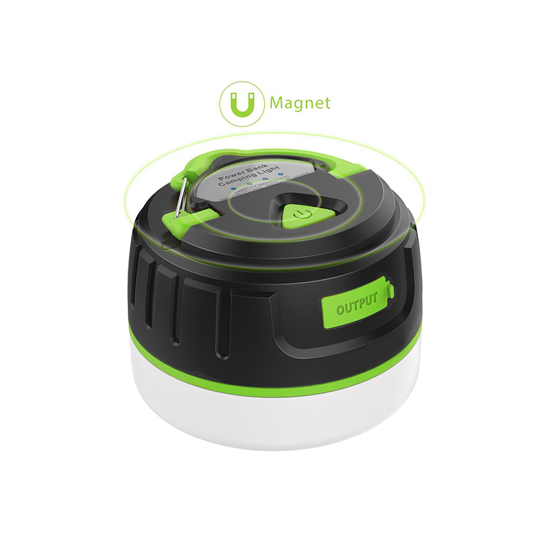 3 in1 Portable Camping LED Four Lighting Modes Magnet Lantern Light with External 5200 mAh Power bank (Green and Orange Color Available)