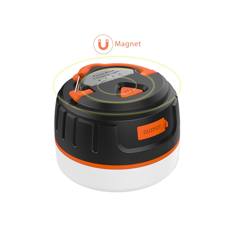 3 in1 Portable Camping LED Four Lighting Modes Magnet Lantern Light with External 5200 mAh Power bank (Green and Orange Color Available)