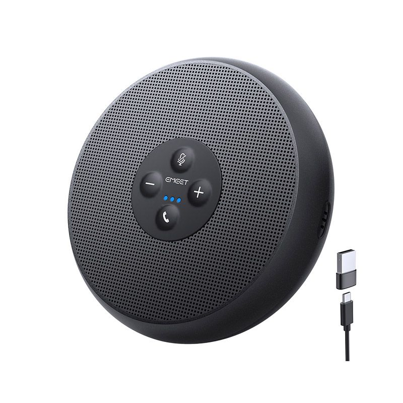 EMEET M1A Zoom-Certified AI Mics 360°Voice Pickup USB Type C-A Plug & Play Computer Speakers with Microphone, Fast Mute Noise Reduction Echo Cancellation for 5-8 People Speakerphone