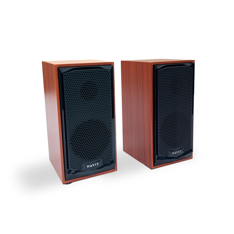 Havit SK518 2.0 pcs 3.5 mm Plug + USB power Wood Speaker_Wood color