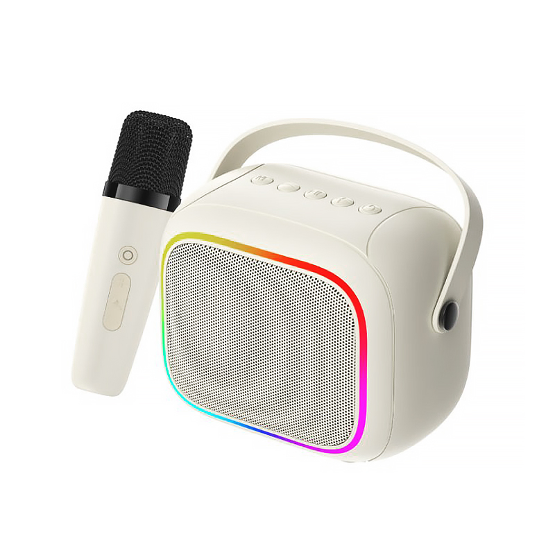 Havit SK818BT Mini Karaoke Wireless Bluetooth LED Speaker with Microphone_Beige