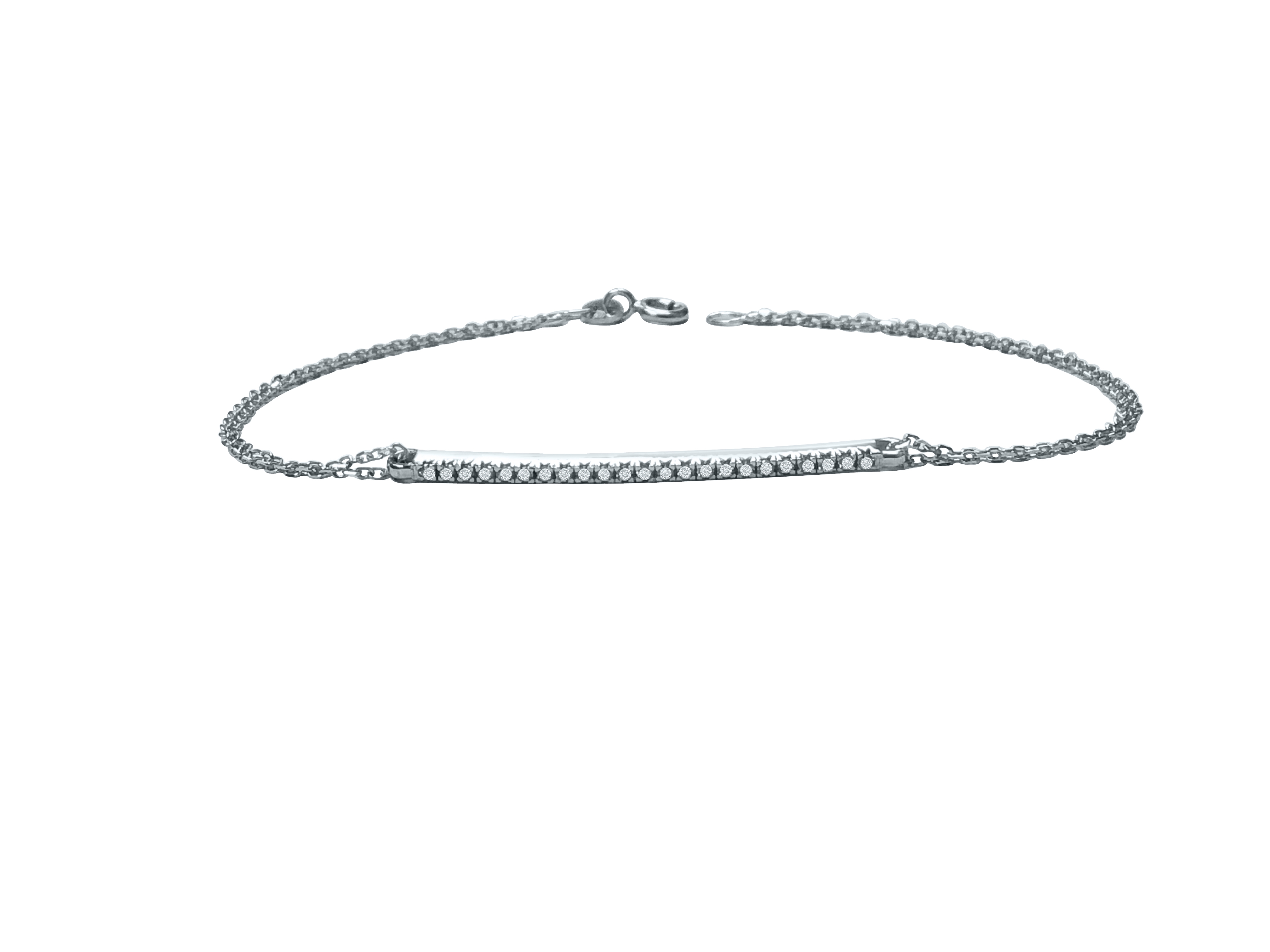 14K Wg Diamond Bar Bracelet