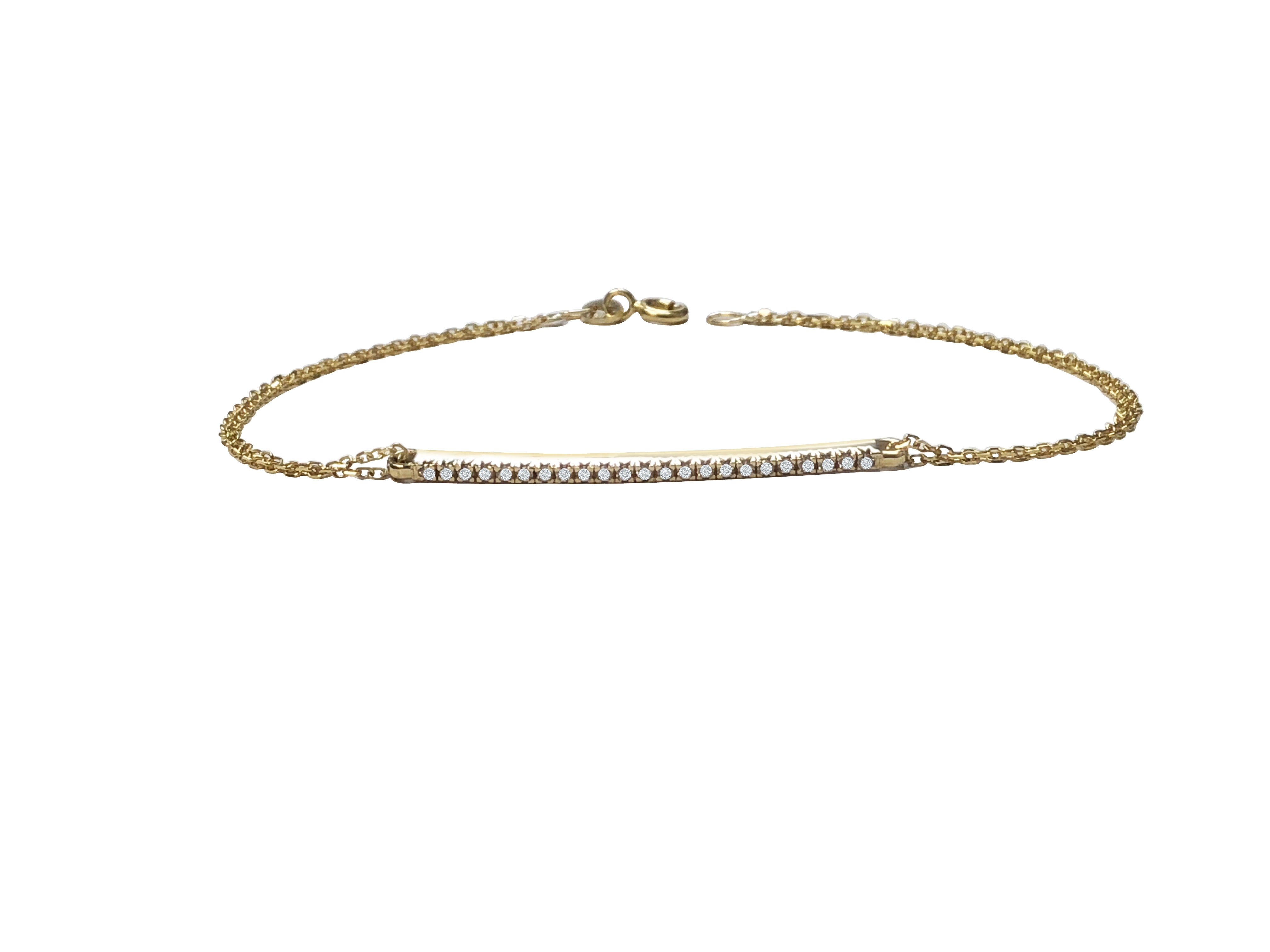 14K Yg Diamond Bar Bracelet