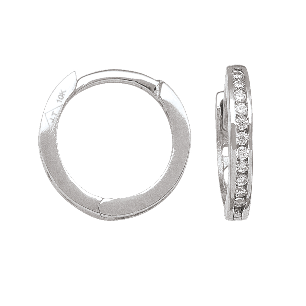 Cze12-Wg- White Gold Cz Huggie Hoop Earring