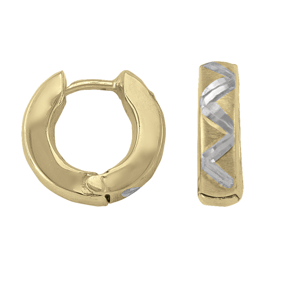 Two Tone Patterned Huggie Earring