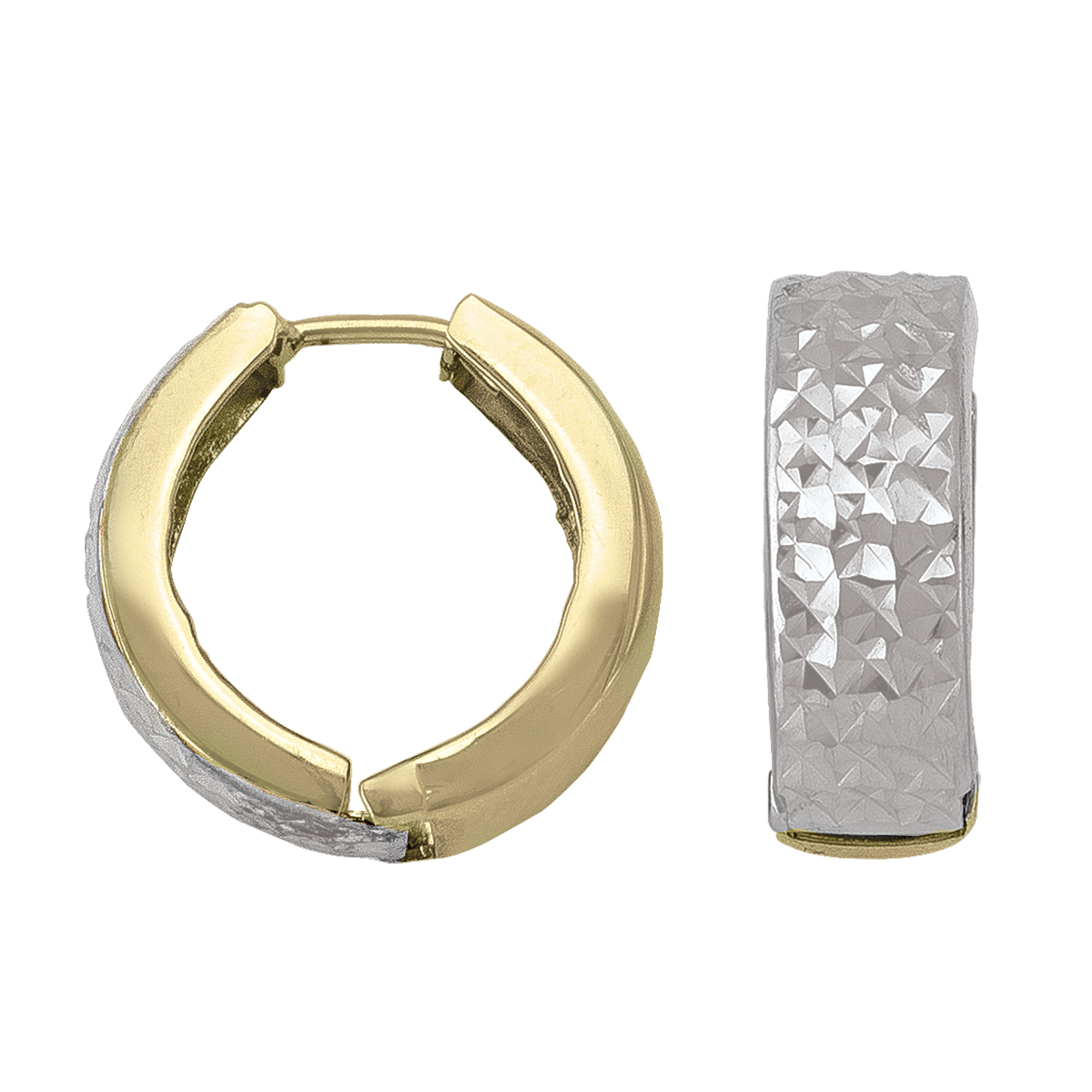Two Tone Patterned Huggie Earring
