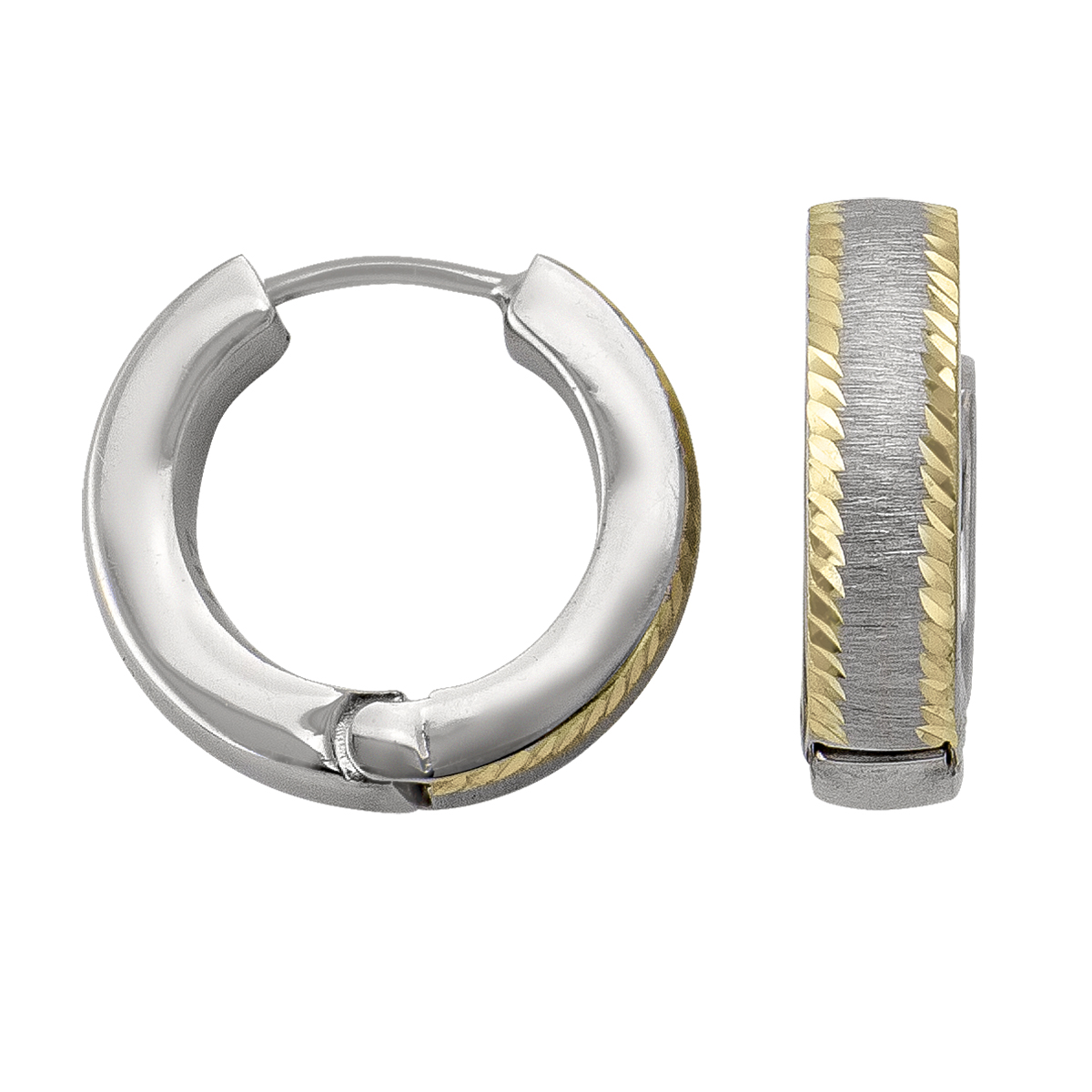 Two Tone Patterned Huggie Earring