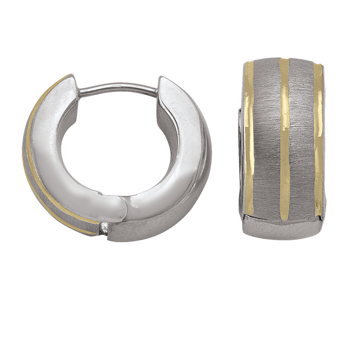 Two Tone Patterned Huggie Earring