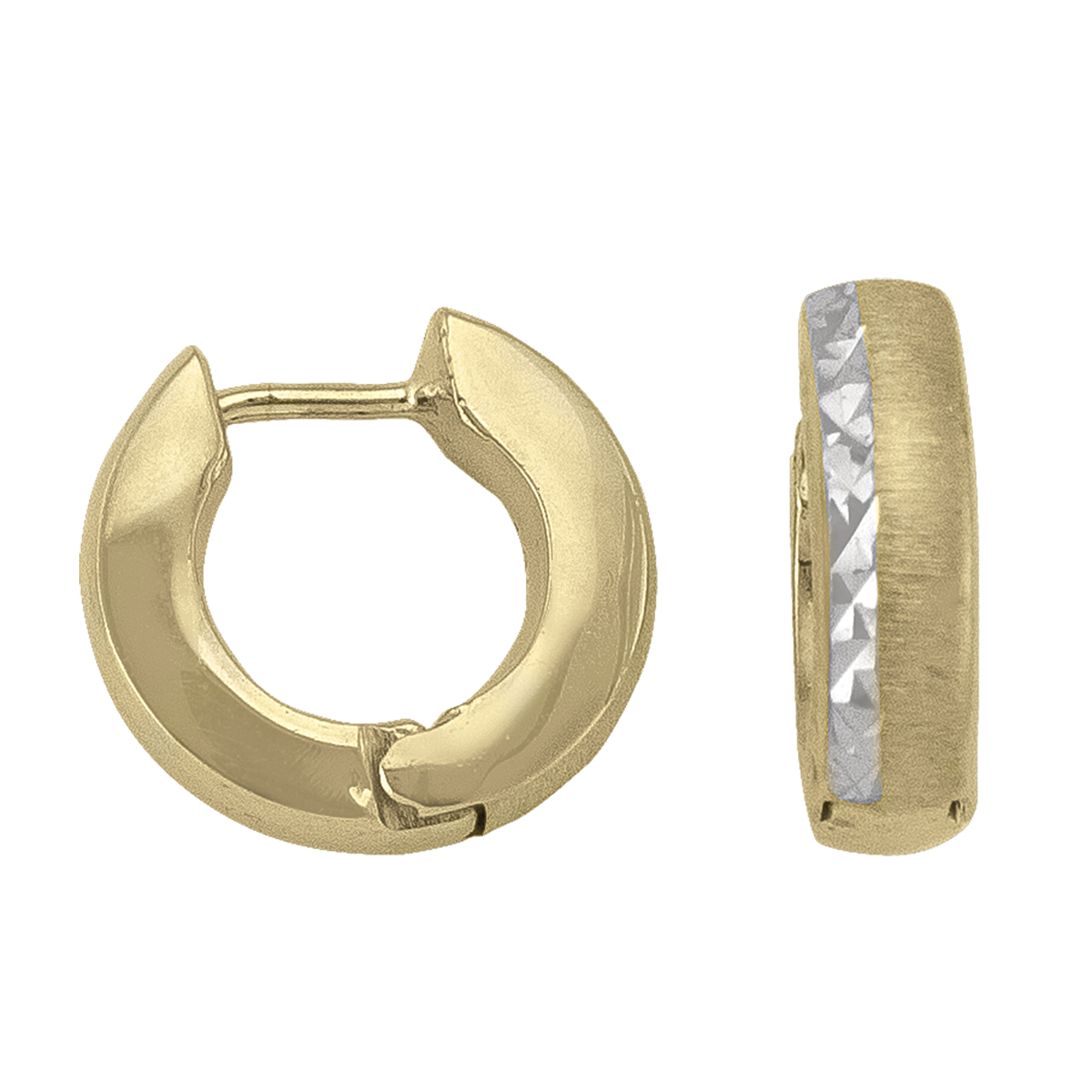 Two Tone Patterned Huggie Earring
