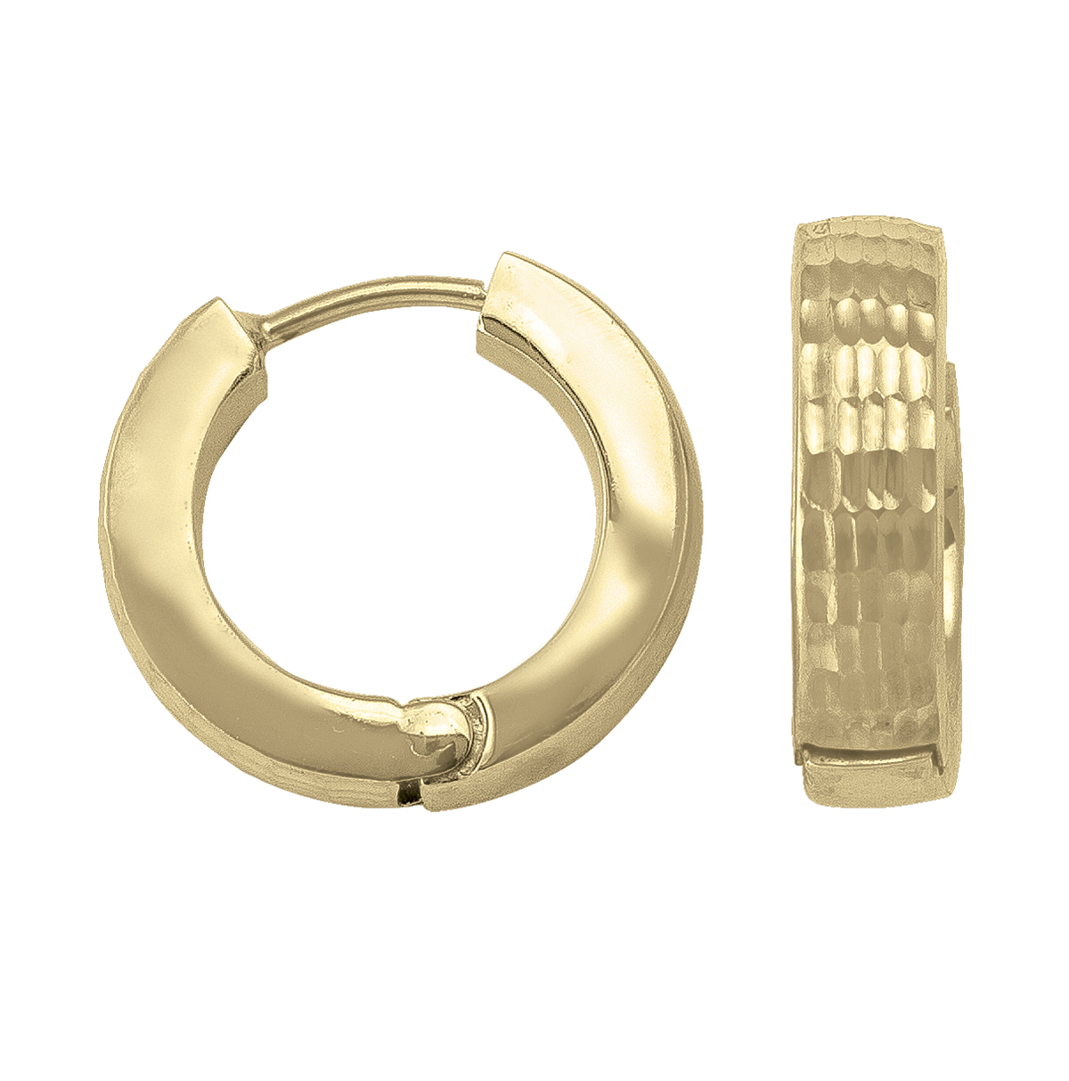 Yellow Gold Patterned Huggie Earring