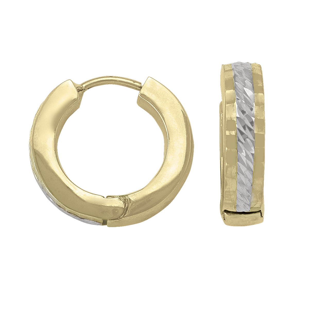 Two Tone Patterned Huggie Earring