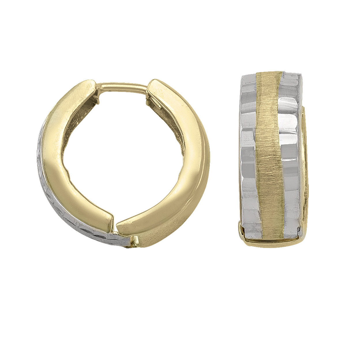 Two Tone Patterned Huggie Earring