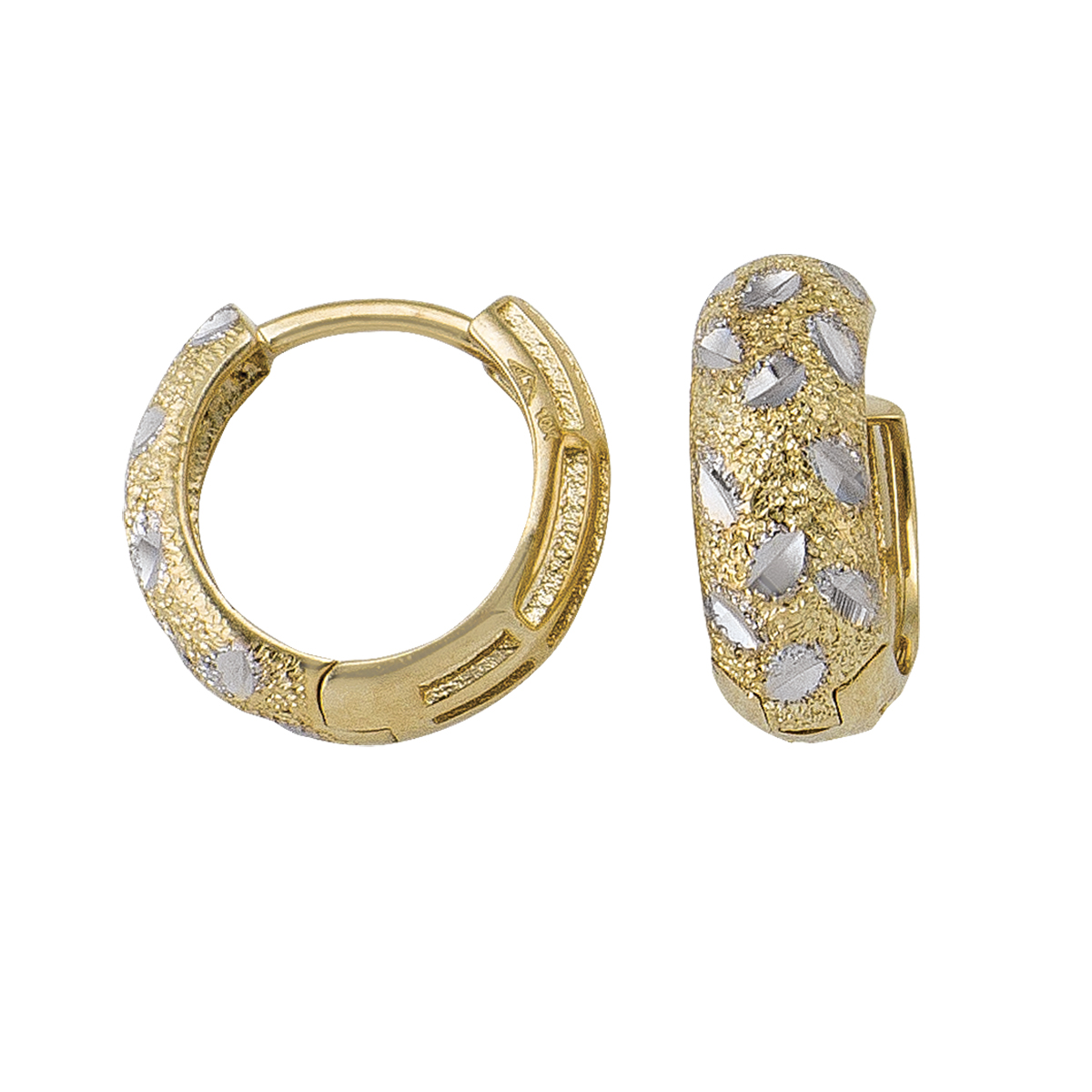 Two Tone Patterned Huggie Earring