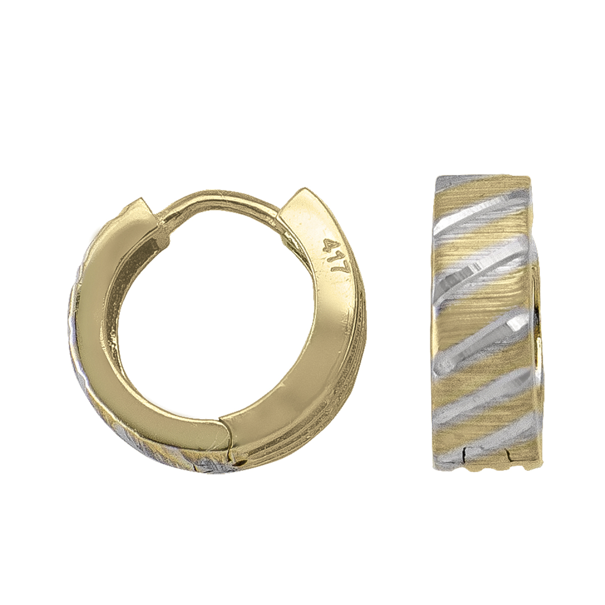 Two Tone Patterned Huggie Earring