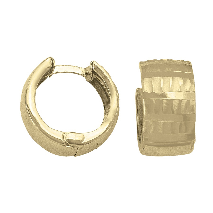 Yellow Gold Patterned Huggie Earring