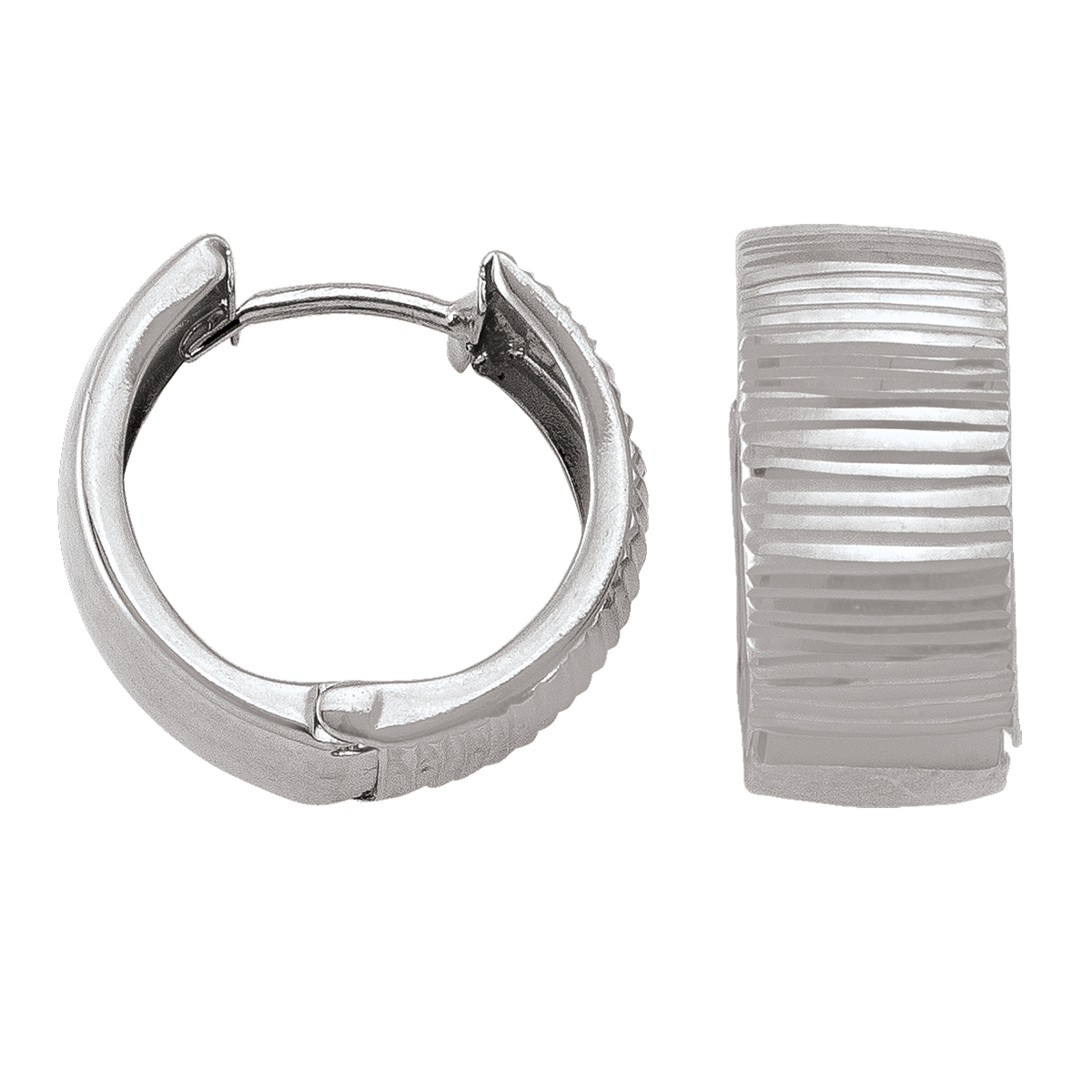 White Gold Patterned Huggie Earring