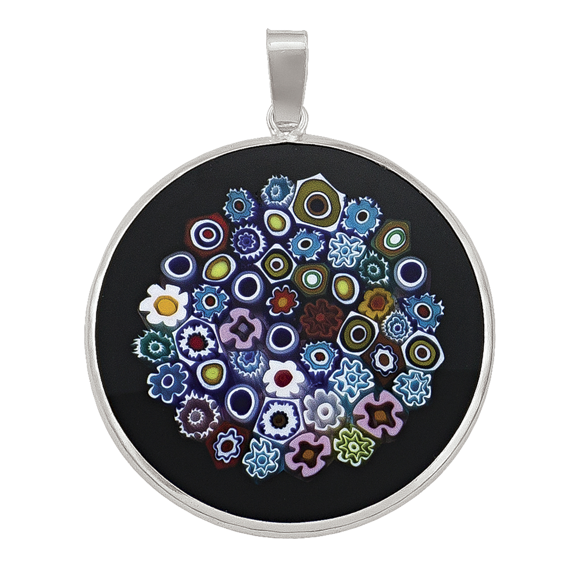 Sterling Silver Murano Glass Pendant (Varying Patterns)