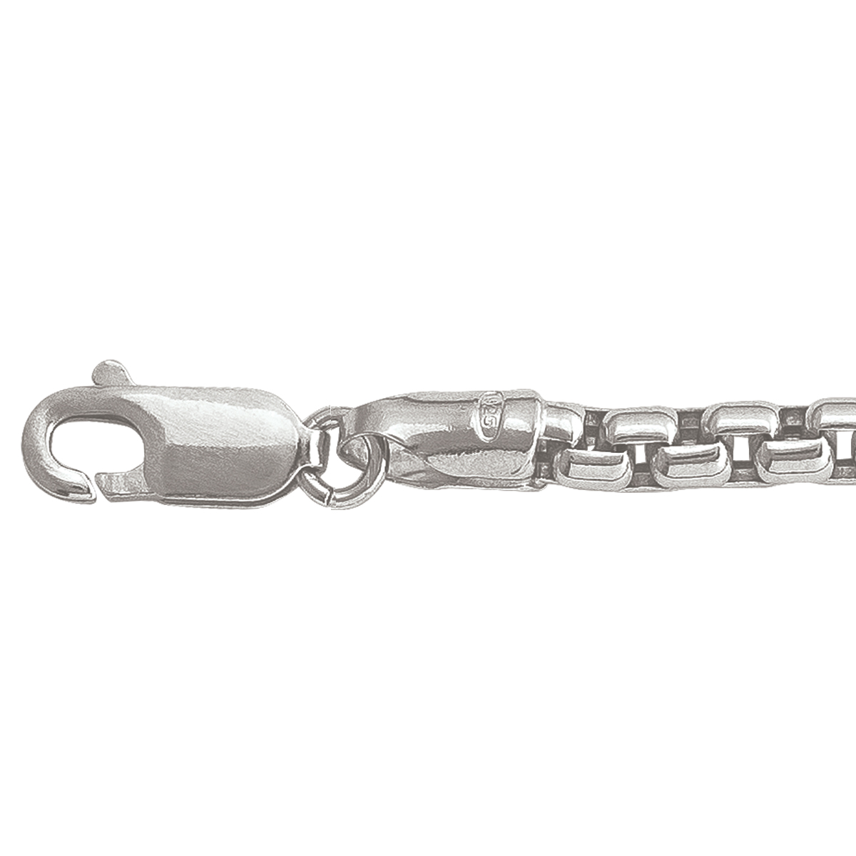 Silver Rhodium Hollow Box Link - SS - Silver - 18"