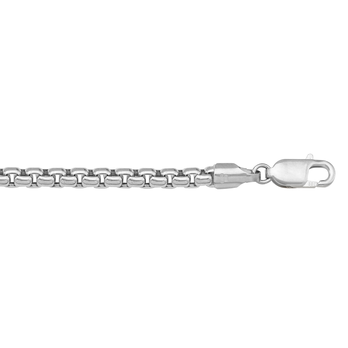 White Gold Hollow Box Link - 14K - 14k - 7.5"