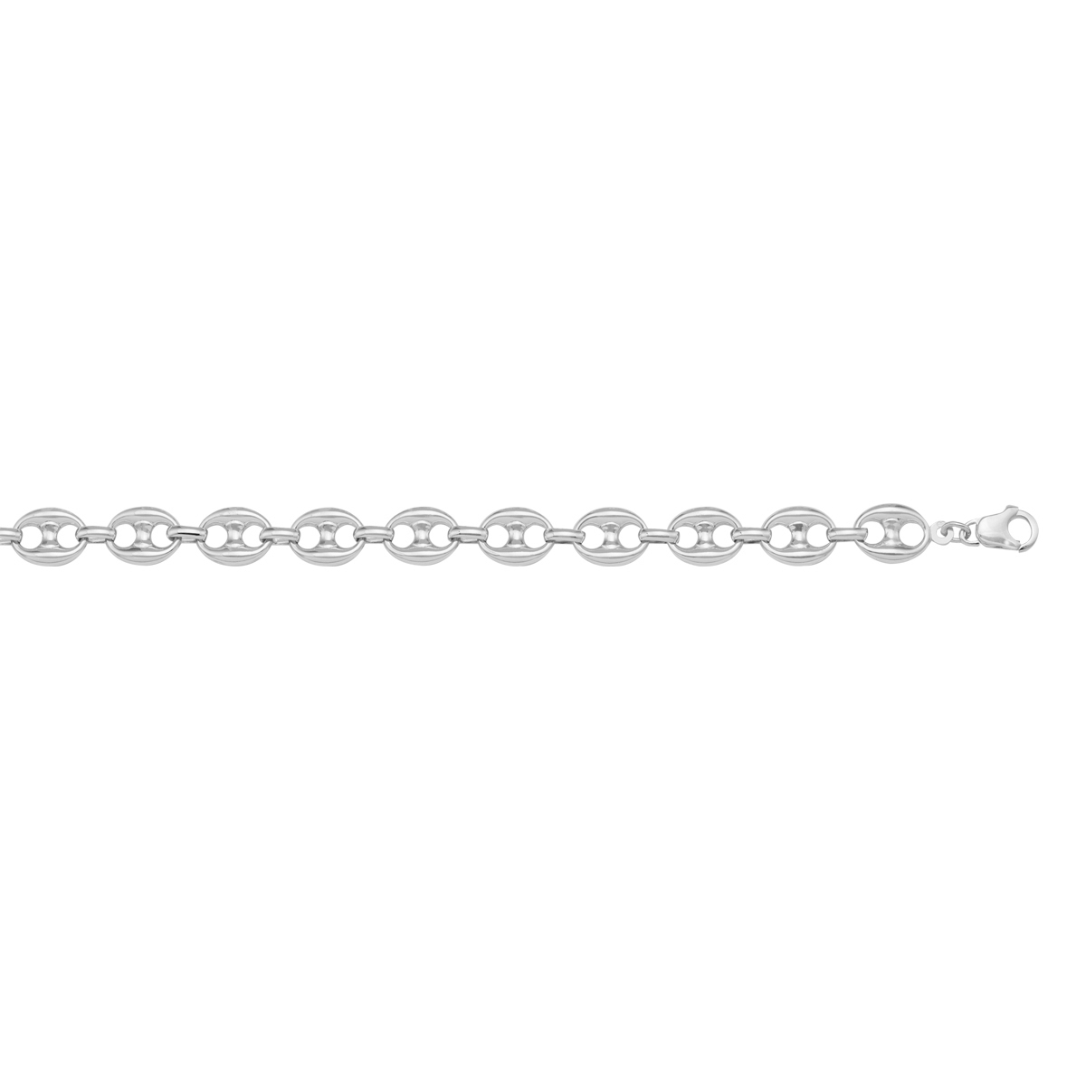 White Gold Hollow Puffed Anchor Link - 14K - 14k - 7.5"
