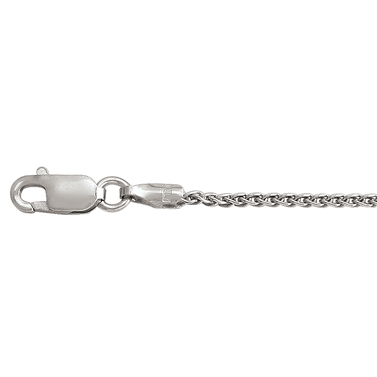 Silver Rhodium Solid Round Wheat Link - SS - Silver - 26"