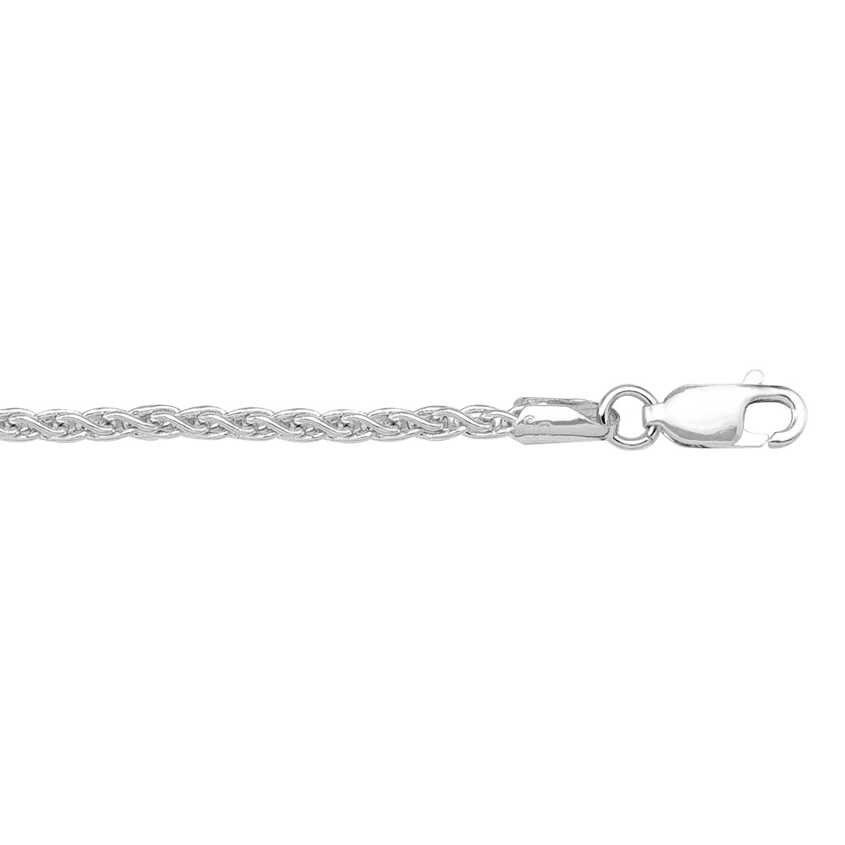 White Gold Solid Round Wheat Link - 10K