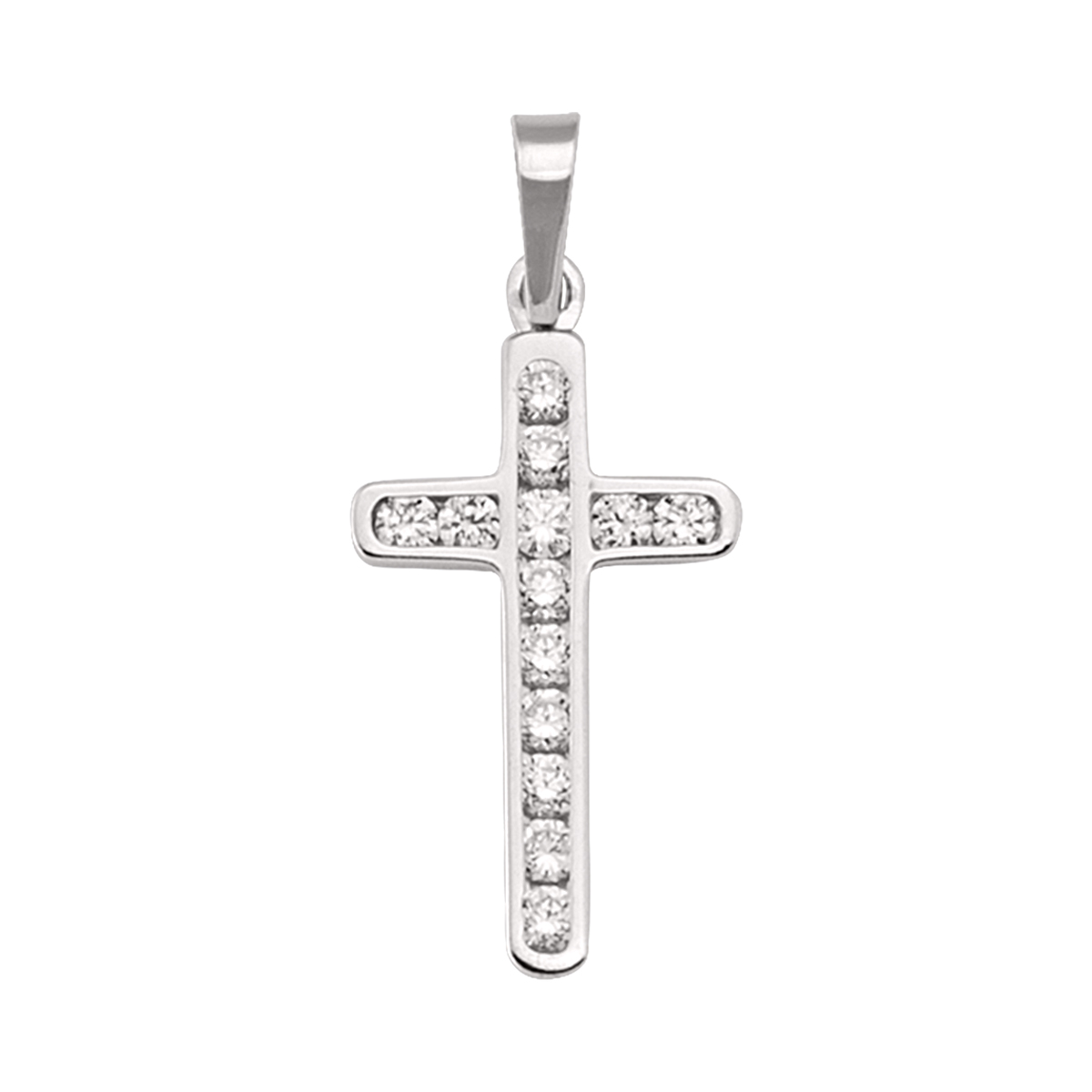 White Gold C.Z. Cross