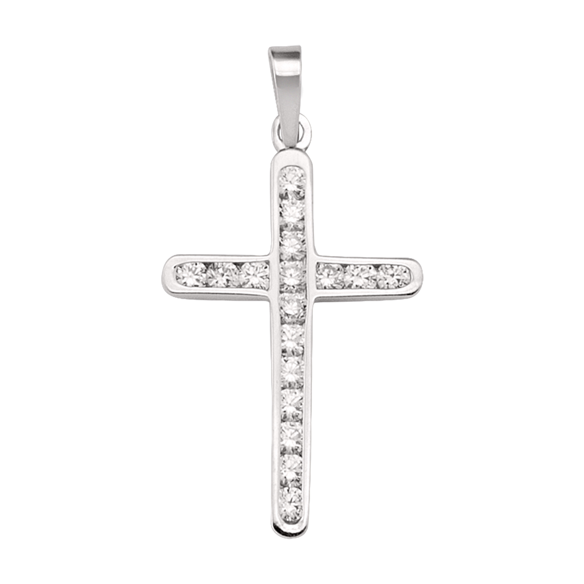 White Gold C.Z. Cross