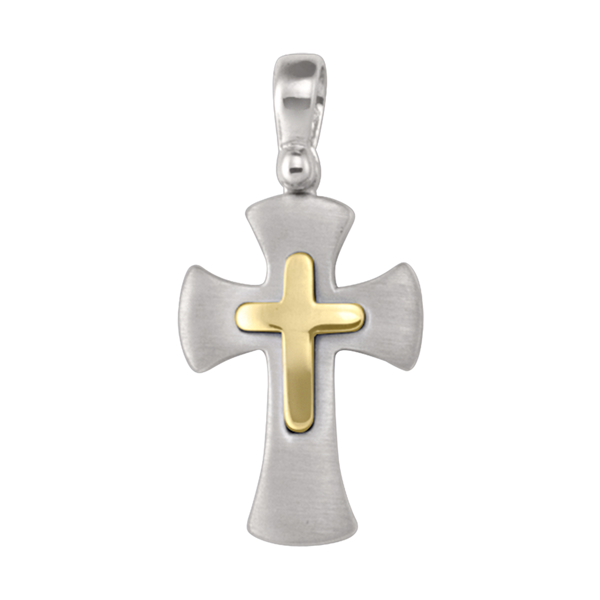 Yellow And White Gold Cross - 14K