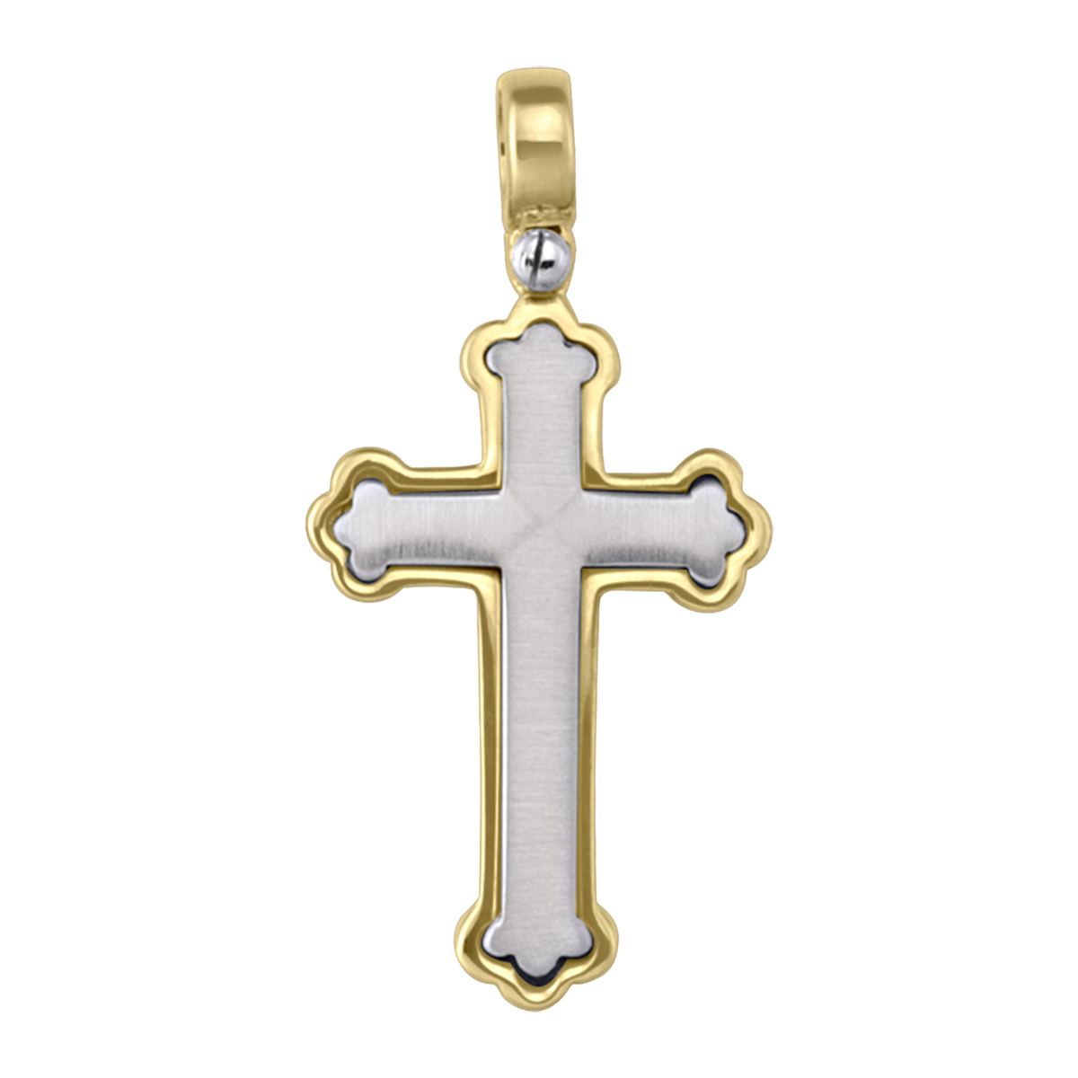 Yellow And White Gold Cross - 14K