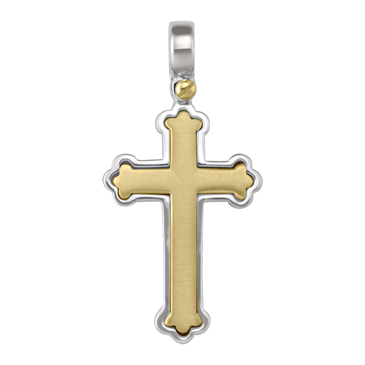 Yellow And White Gold Cross - 14K