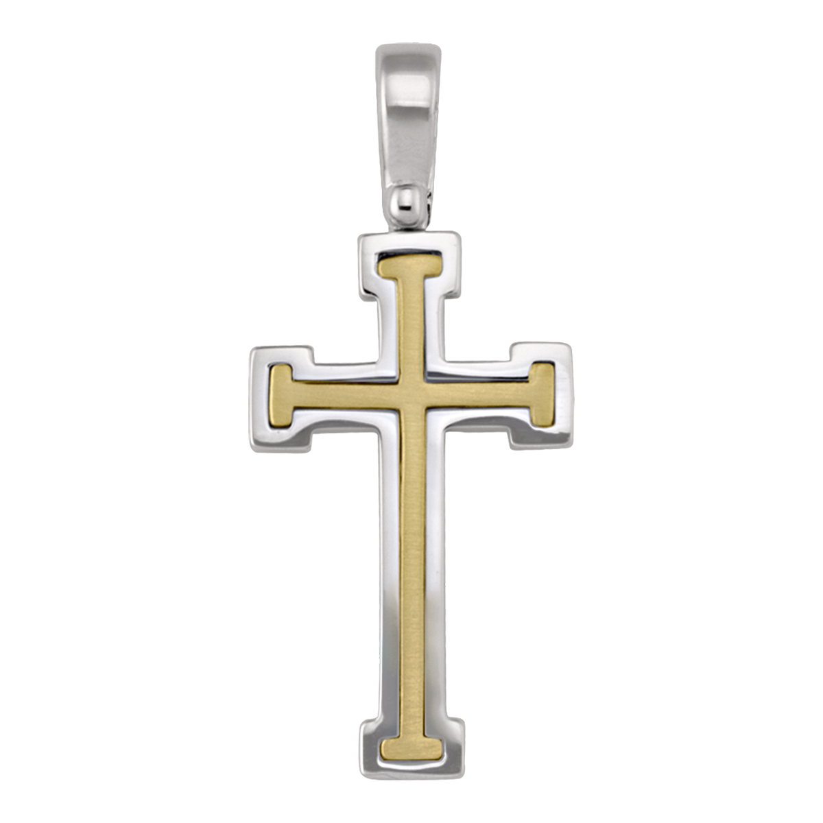 Yellow And White Gold Cross - 14K