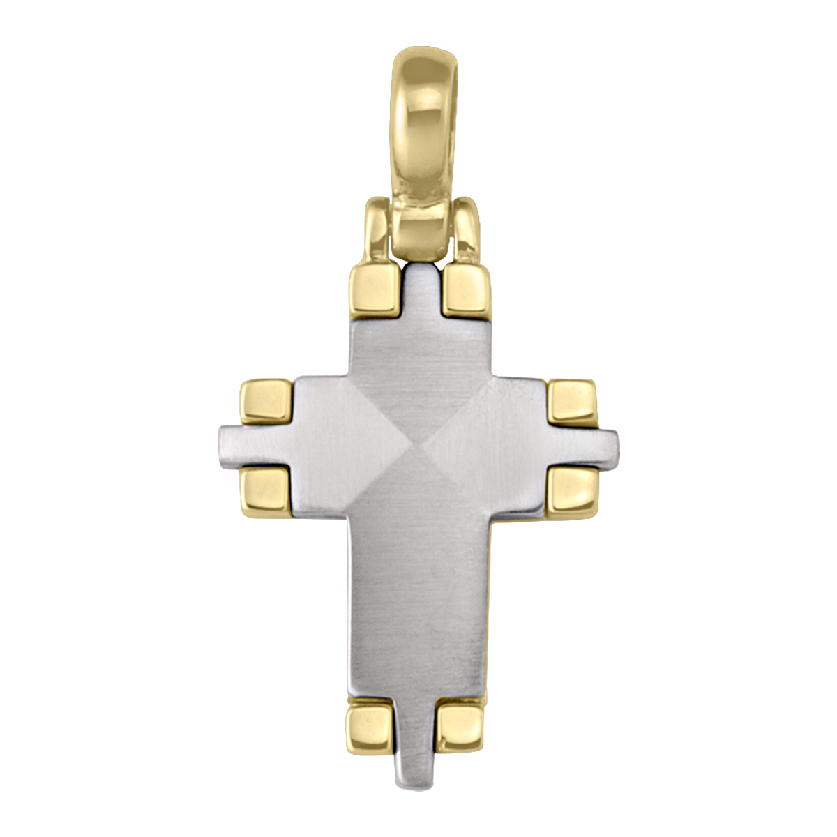 Yellow And White Gold Cross - 14K